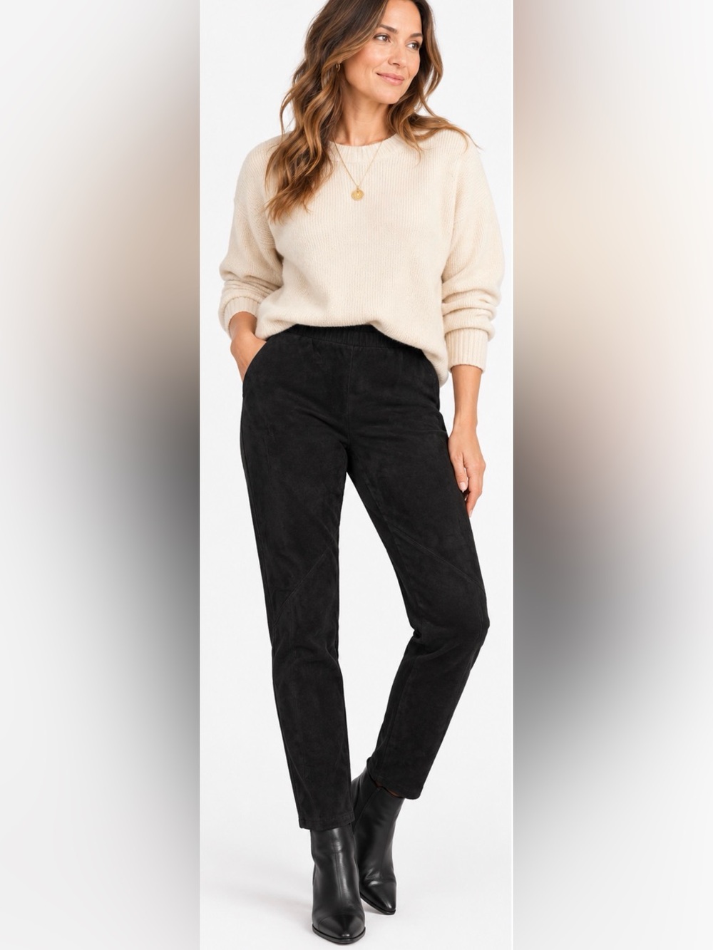 EUC Lafayette 148 New York Black Genuine Suede Leather Pants Size S